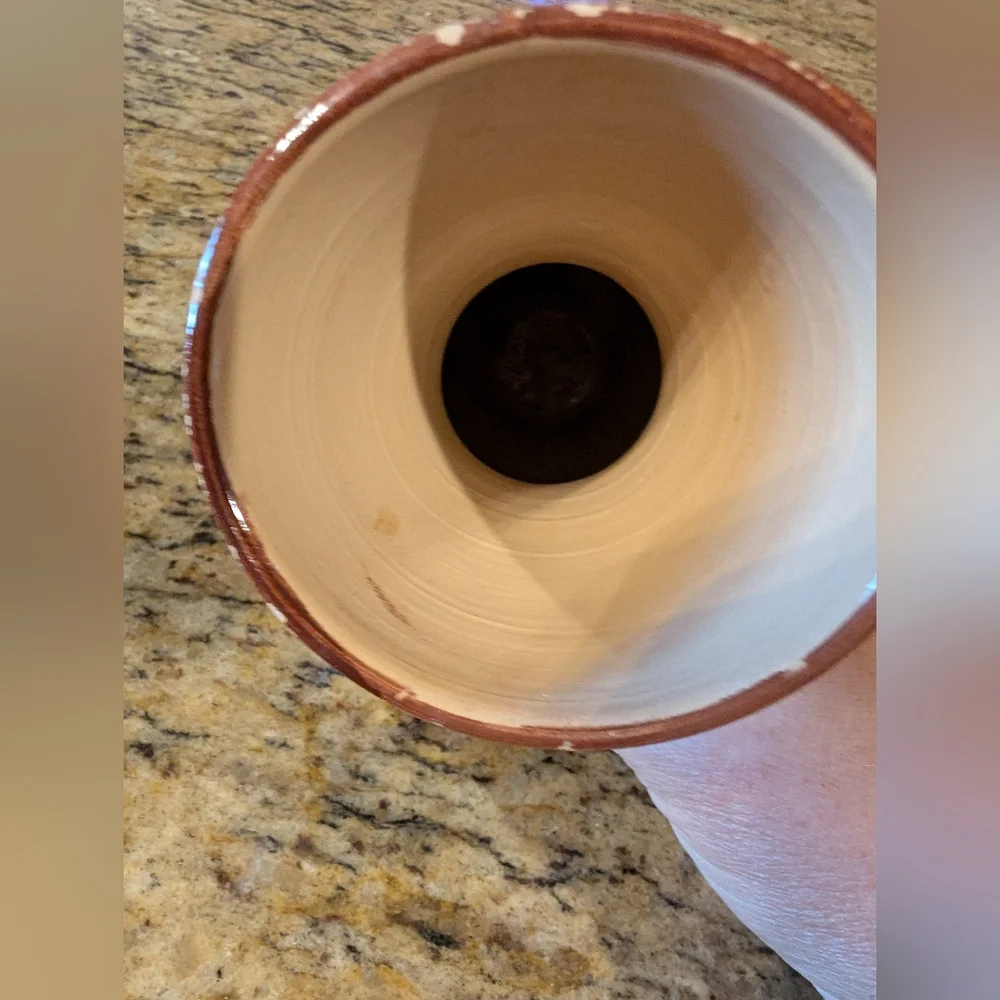 Handcrafted Ceramic Vase with Floral Design. Vintage.